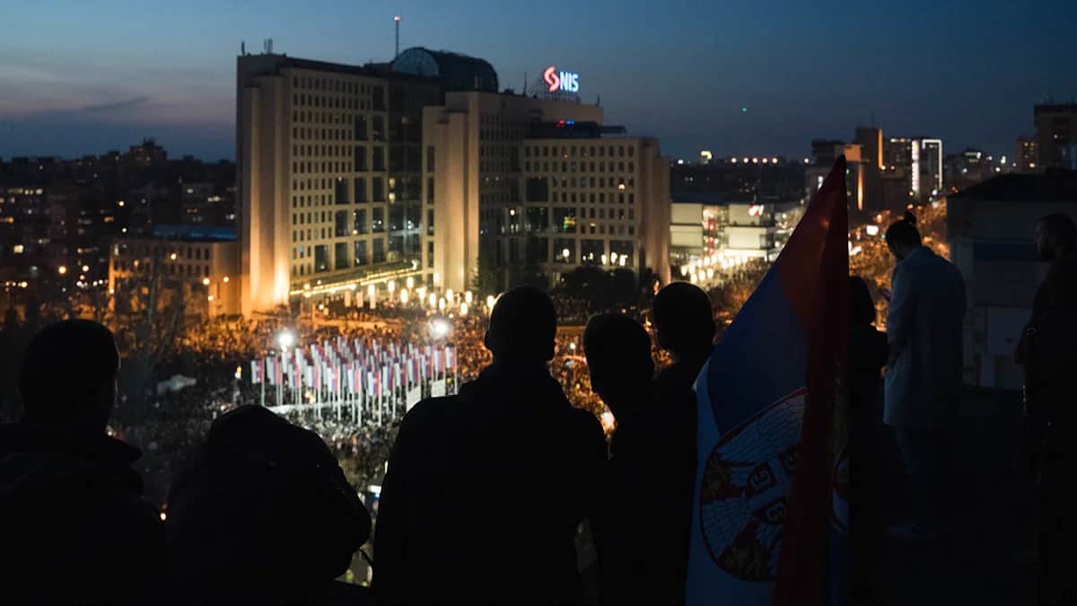 Акция протеста в Нови-Саде, Сербия, 1 февраля 2025 года. Фото: Evgenii Petukhov / «Новая Газета Европа»