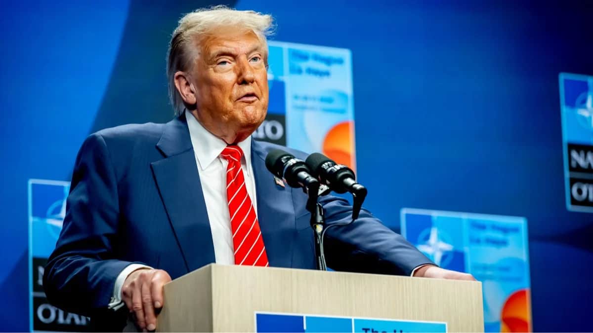 Дональд Трамп во время пресс-конференции по итогам саммита НАТО в Гааге, Нидерланды, 25 июня 2025 года. Фото: ddp / Vida Press
