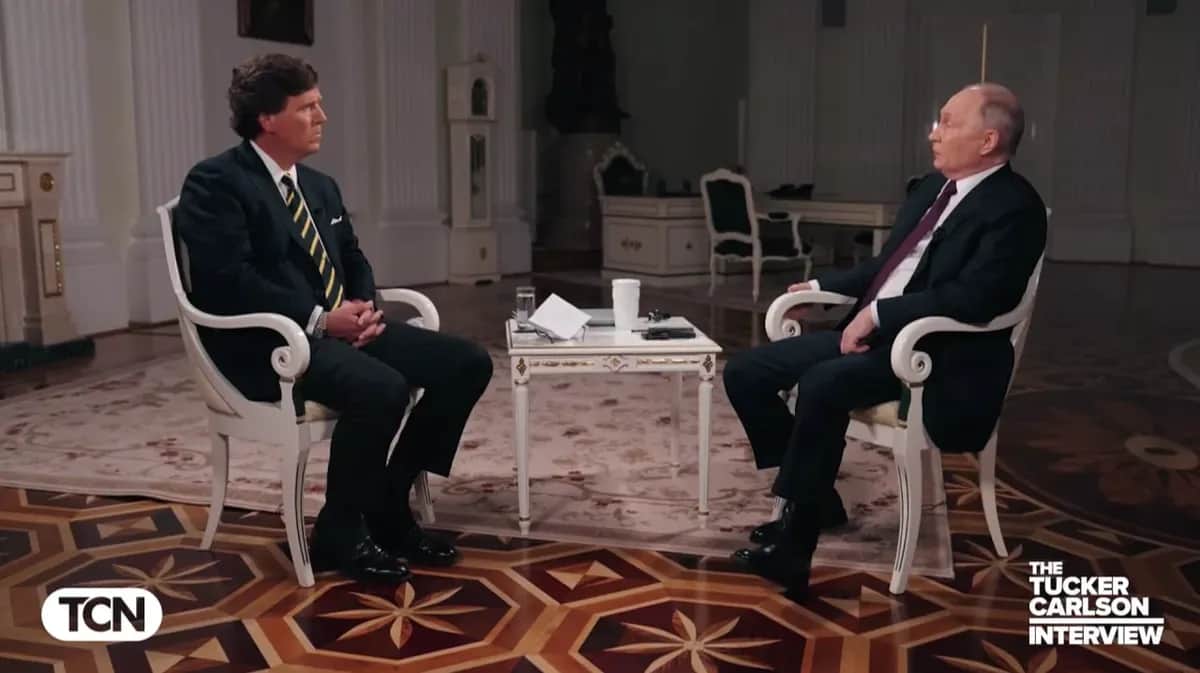 Скриншот: интервью Владимира Путина Такеру Карлсону