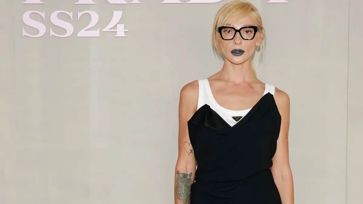Russian blogger Anastasia Ivleyeva at the Prada fashion show in Milan, 21 September 2023. Photo: Claudio Lavenia / Getty Images