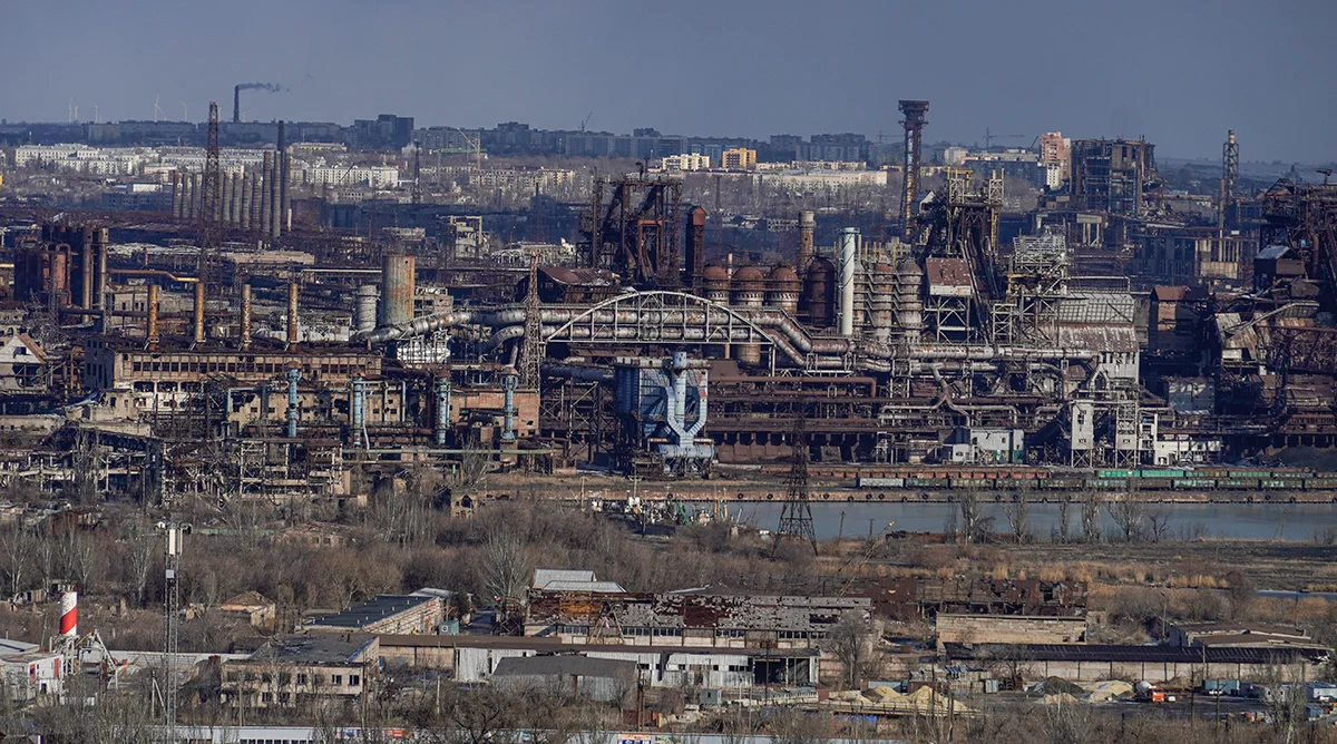Вид на металлургический завод «Азовсталь», Мариуполь, Донецкая область, Украина, 16 февраля 2025 года. Фото: EPA-EFE