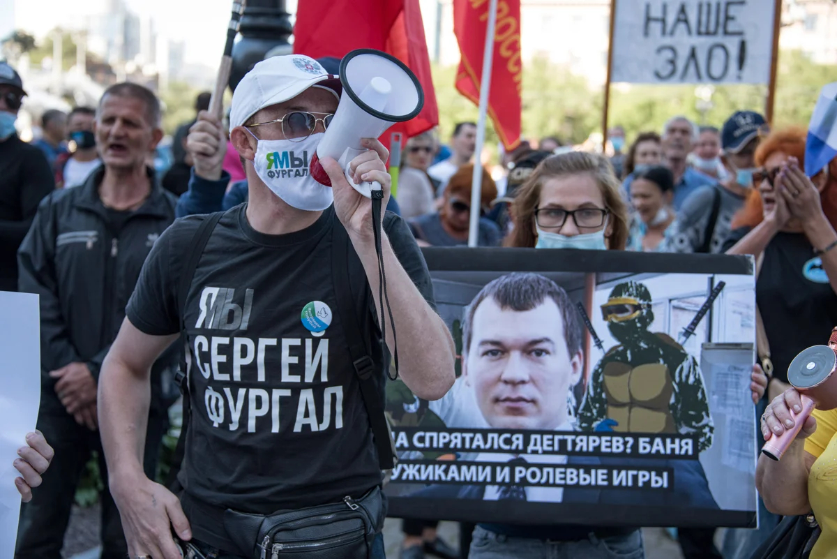 Акция протеста в поддержку задержанного Сергея Фургала в Хабаровске, 12 сентября 2020 года. Фото: Игорь Волков / Коммерсантъ / Sipa USA / Vida Press
