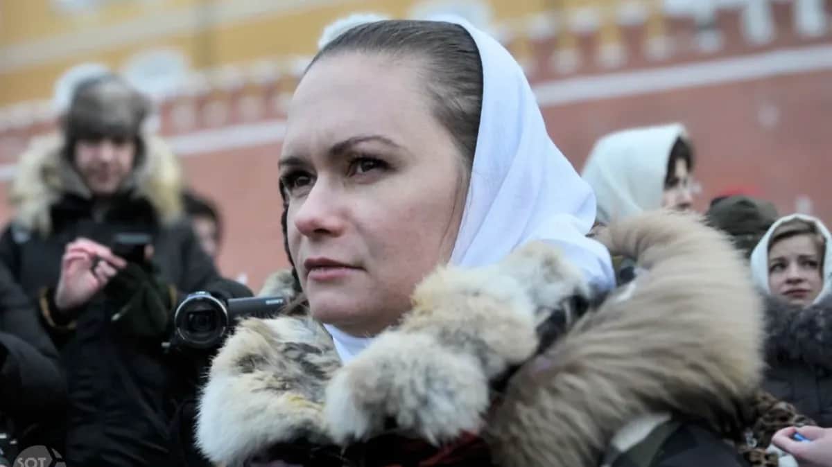 Maria Andreyeva at a demobilisation protest in January. Photo: SOTAvision