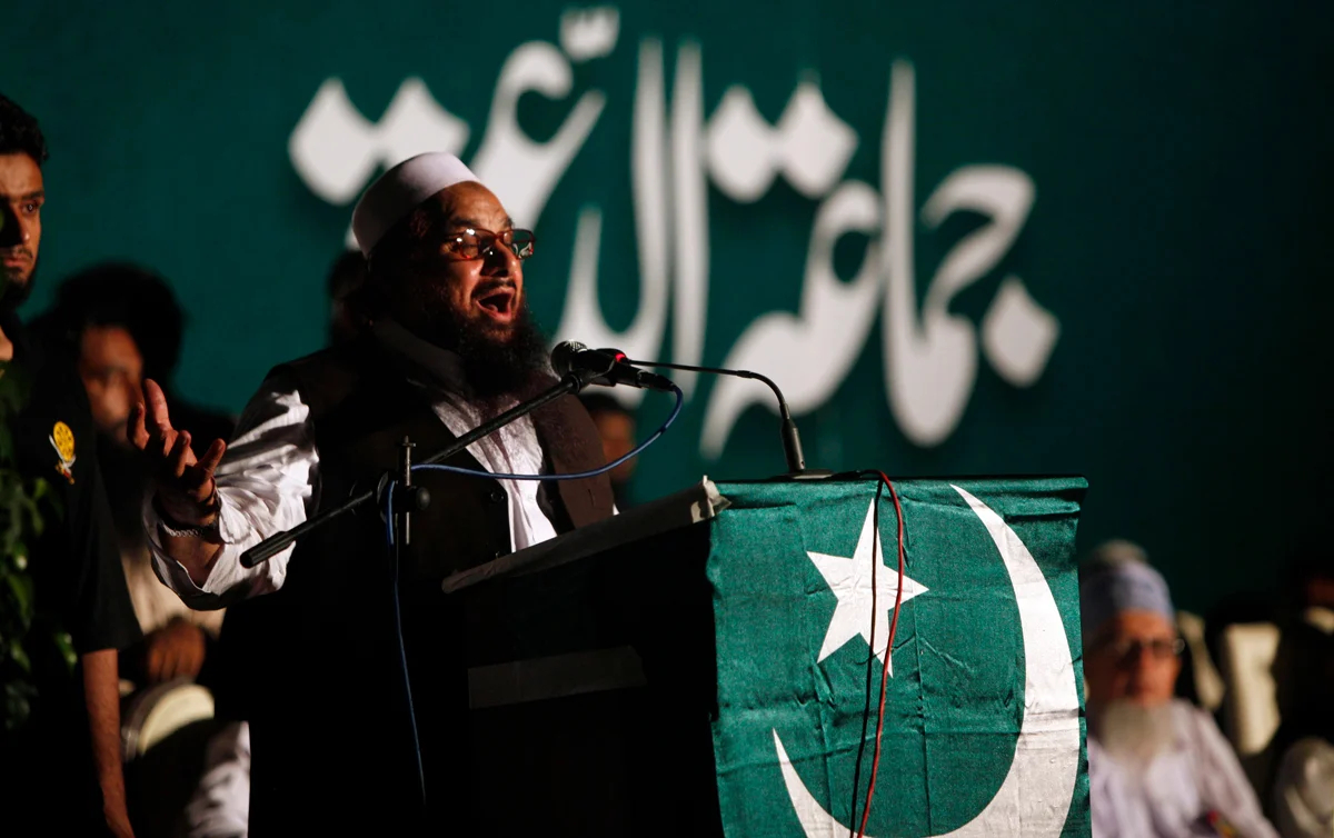 Хафиз Саид, глава Jamaat-ud-Dawa и основатель Lashkar-e-Taiba, выступает перед сторонниками в Карачи, Пакистан, 25 мая 2014 года. Фото: Akhtar Soomro / Reuters / Scanpix / LETA