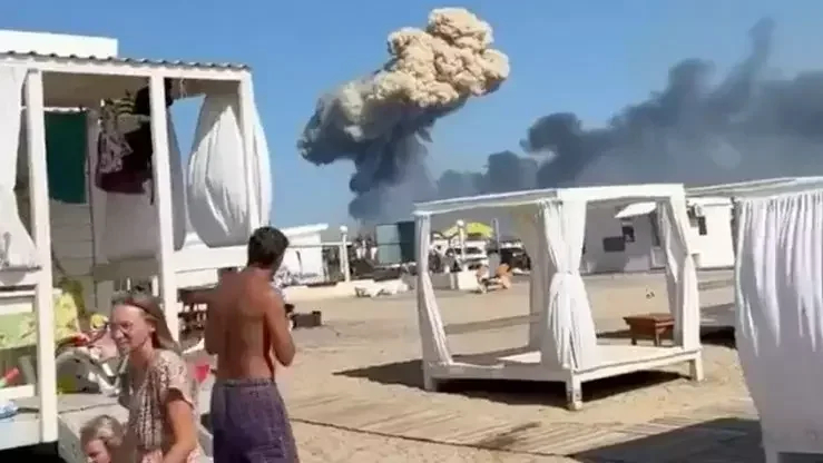 An explosion in Novofedorivka. Screenshot