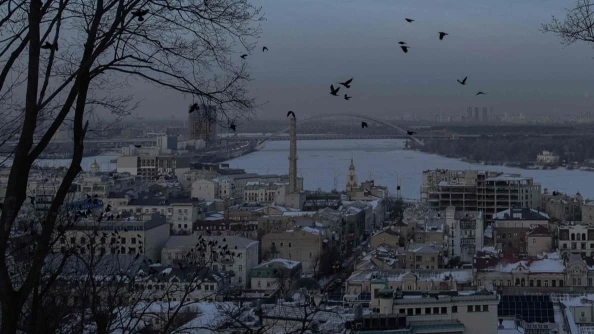 <span>The frozen Dnipro River in Kyiv, 5 January 2026. Photo: </span><span>Roman Pilipey / AFP / Scanpix / LETA</span>