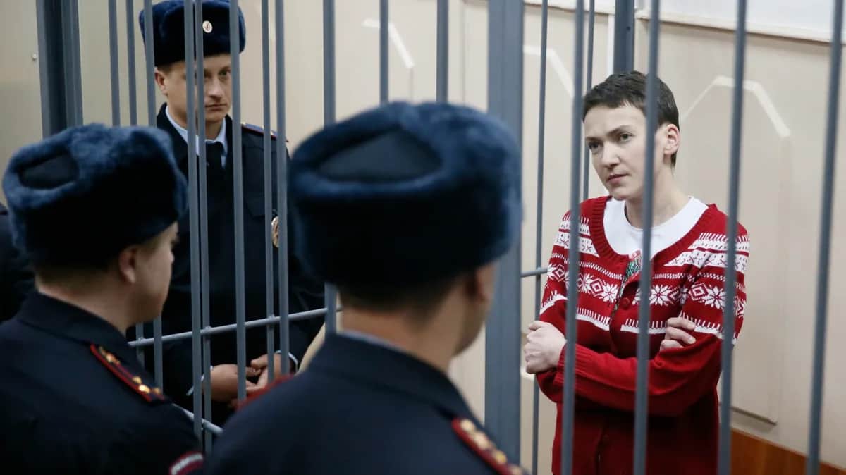 Captured Ukrainian air force pilot Nadiya Savchenko in court in Moscow, 4 March 2015. Photo: EPA / YURI KOCHETKOV