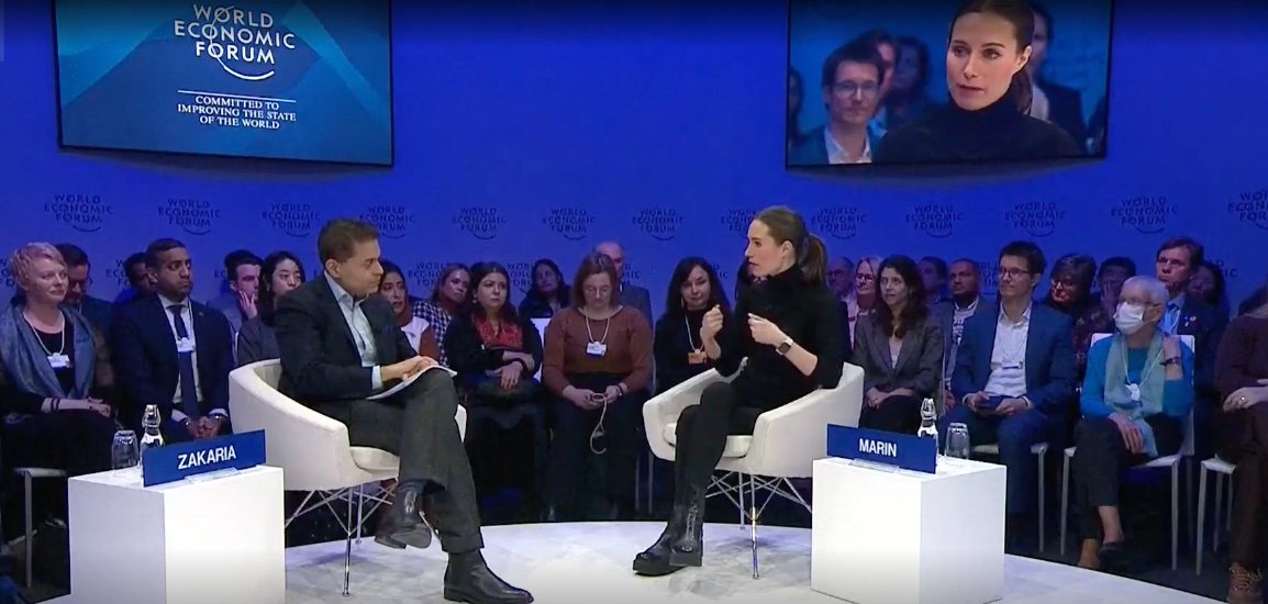 Интервью премьер-министра Финляндии Cанны Марин каналу CNN. Фото: скрин видео