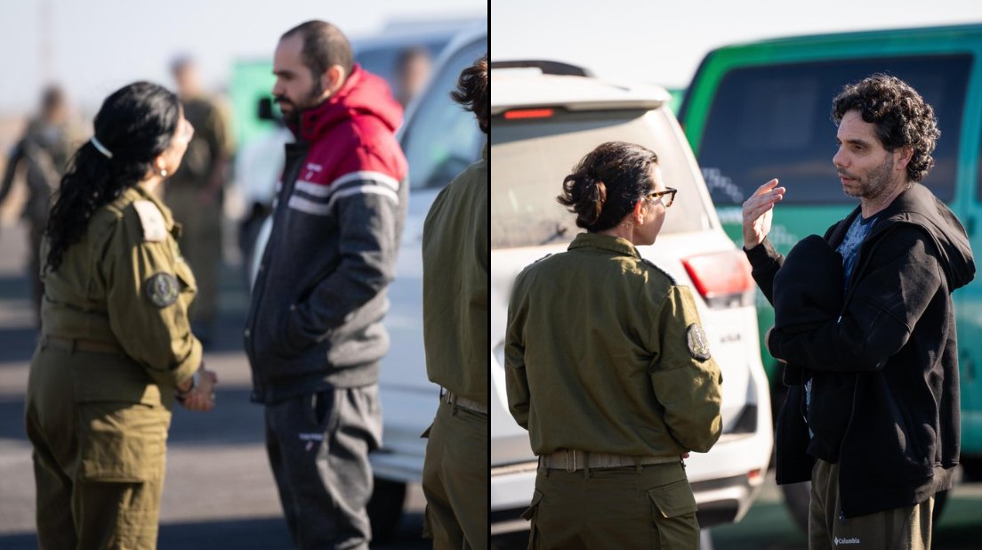 Ярден Бибас и Офер Кальдерон в сопровождении представителей израильской армии. Фото:  ЦАХАЛ