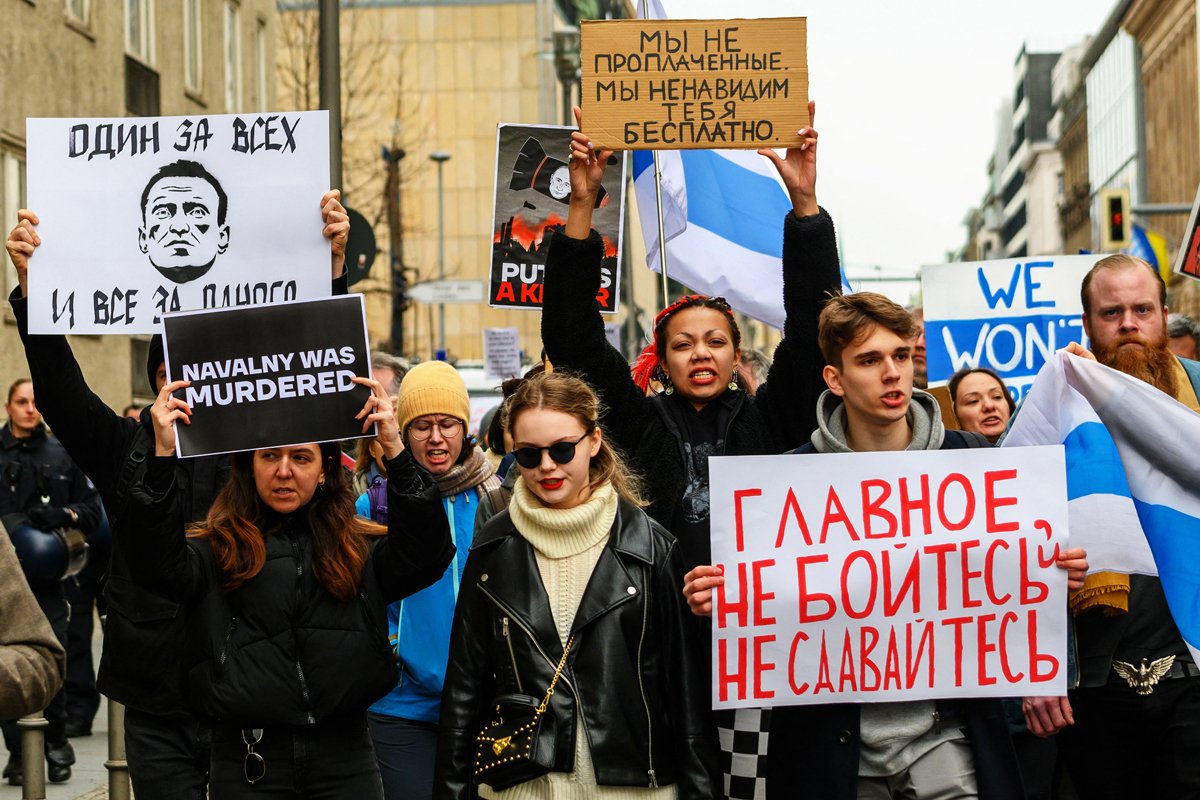 Антивоенный митинг россиян в Берлине, 18 февраля 2024 года. Фото: Stefan Frank / Abaca Press / Scanpix / LETA