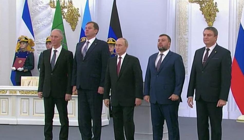 Скрин: трансляция обращения Путина 30 сентября