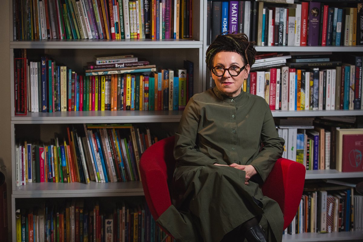 Ольга Токарчук во время визита в Украину, май 2025 года. Фото: Польский Институт в Киеве /  Facebook