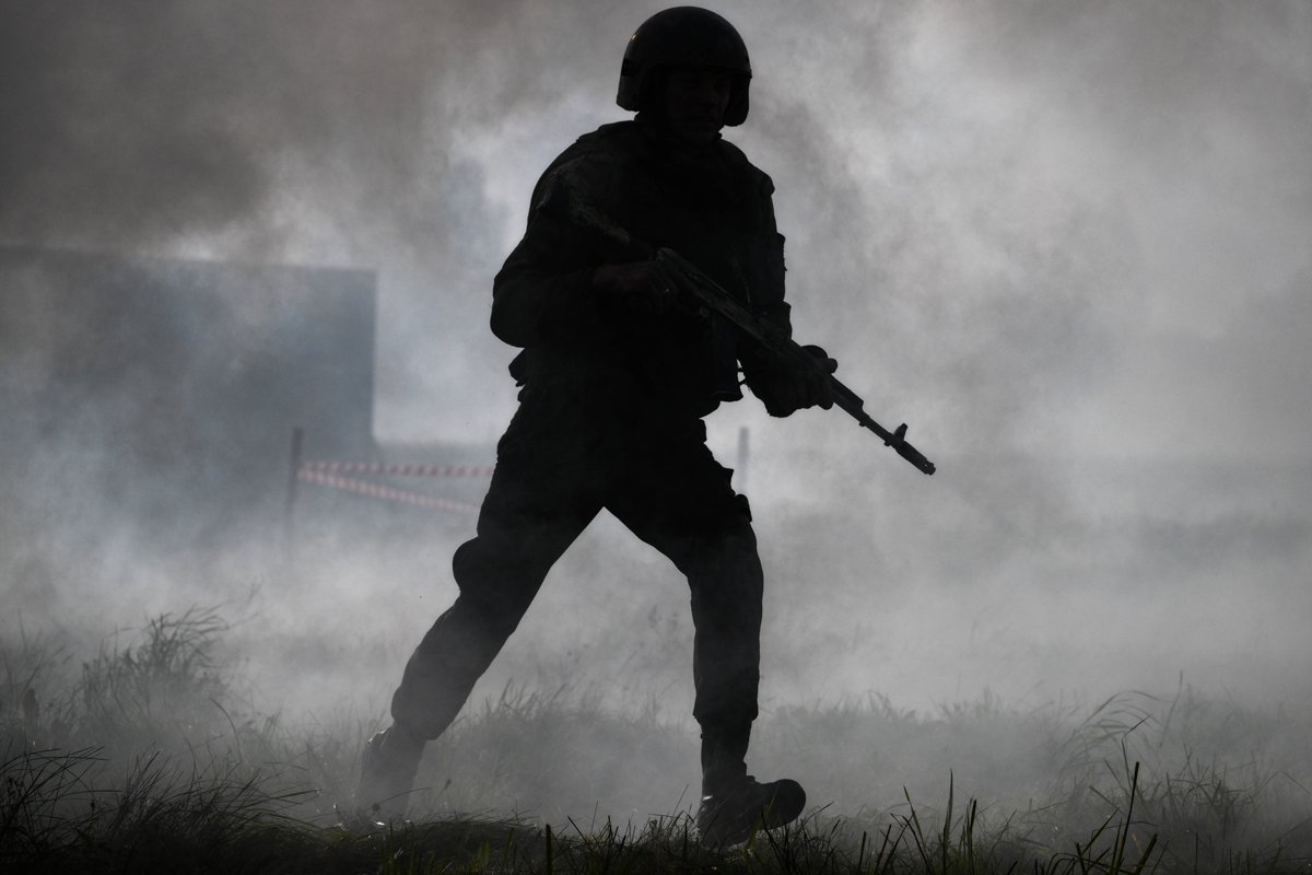 Военнослужащий нацгвардии во время экзамена в учебном центре в Искитиме, Новосибирская область, 13 сентября 2024 года. Фото: Александр Кряжев / Спутник / Imago Images / Scanpix / LETA