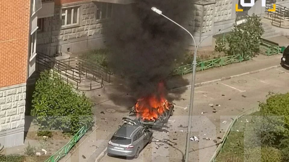 The scene of the car bombing, in Balashikha, outside Moscow, 25 April 2025. Photo: Telegram