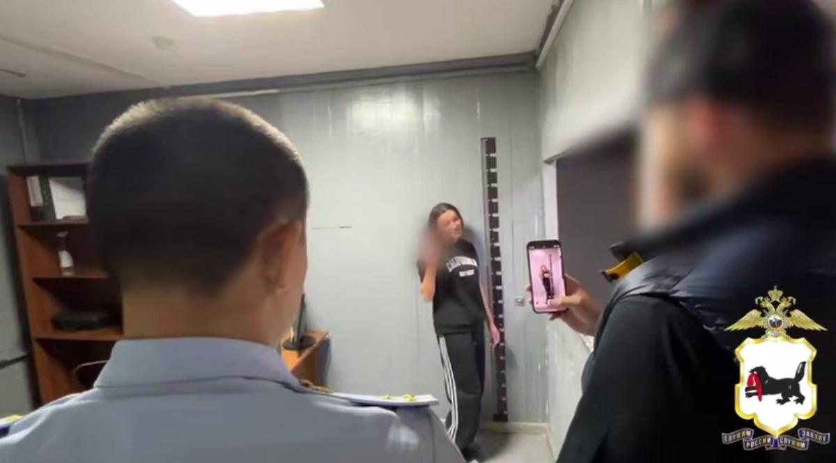 Makhmutova in police custody on Friday. Screenshot from a video published by the regional Interior Ministry.