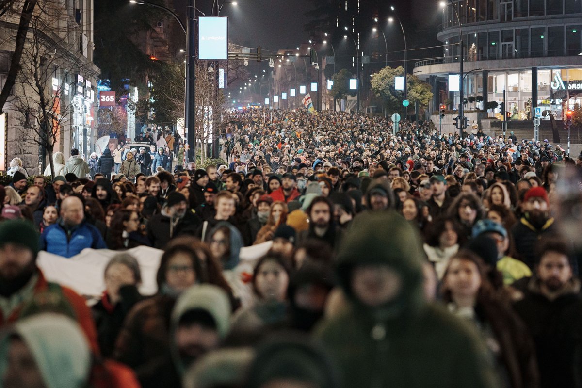 Антиправительственный митинг в Тбилиси, 29 января 2025 года. Фото: Jerome Gilles / NurPhoto / Shutterstock / Rex Features / Vida Press